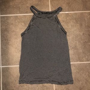 Cute black and white stripped altered tank top